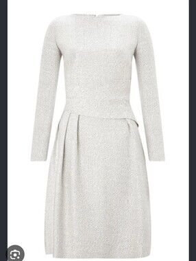 The Fold London Camelot Dress In White Tweed Size 8